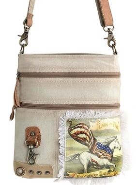 NWT! Clea Ray “Land of the Free, Home of the Brave” Upcycled Canvas Crossbody